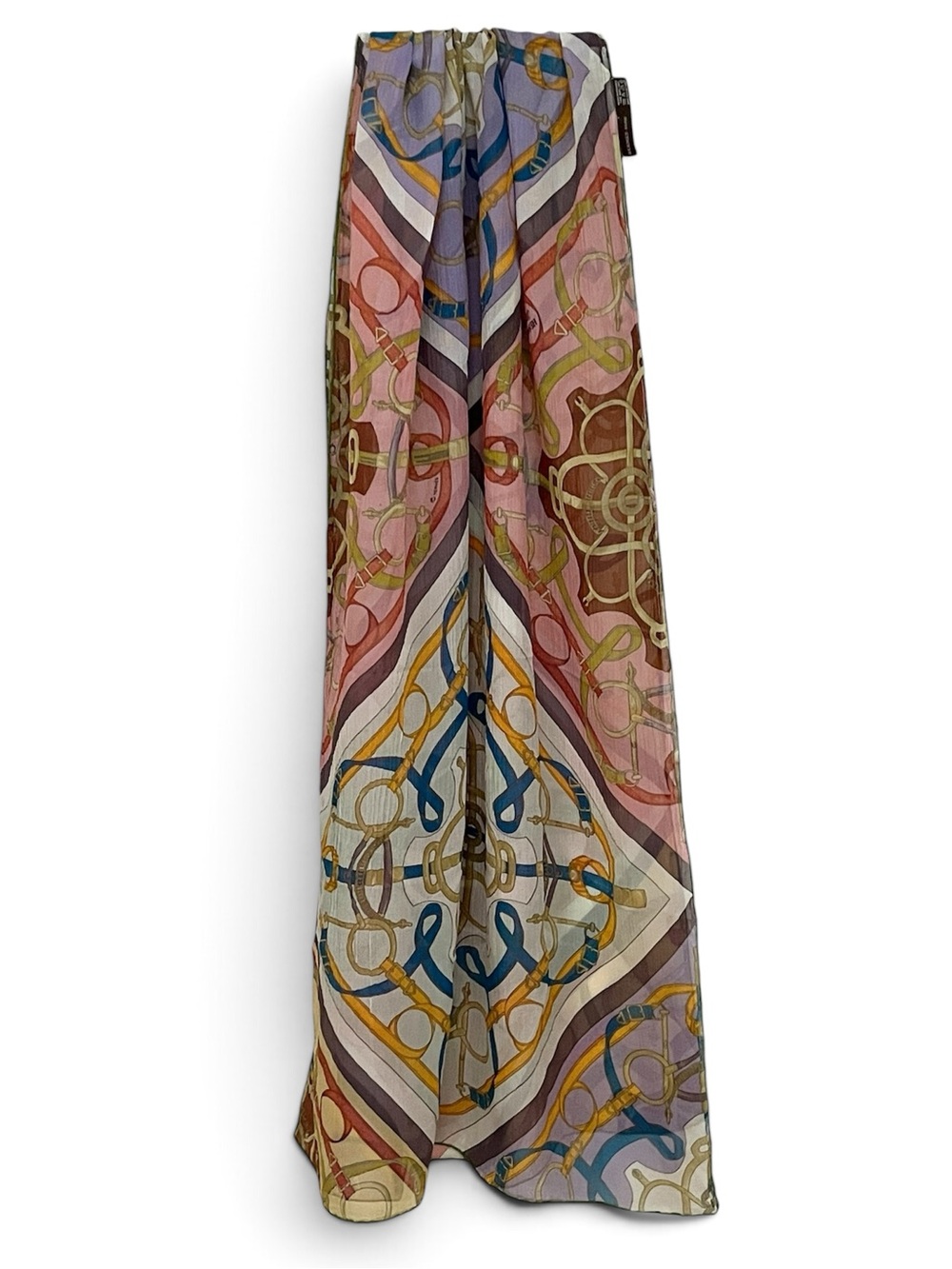 Hermes Silk Scarf Eperon d'Or Mousseline Chiffon Long
